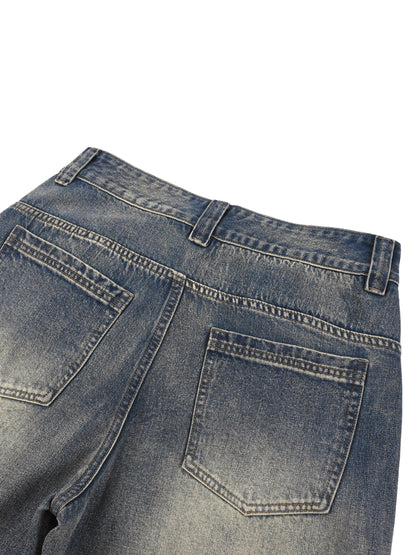 Tiger Art Graphic Unisex Vintage Wash Baggy Denim Shorts