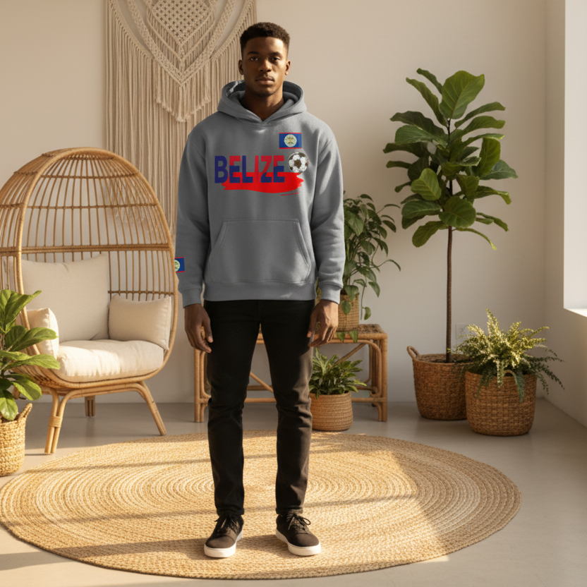 Belize Flag Themed Graphic Oversize Fleeced Unisex  Hoodie