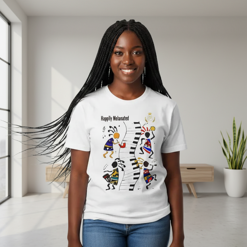 Afro Music Cartoon Graphic Unisex T-shirt, Vintage Wash Drop Shoulder T-shirt