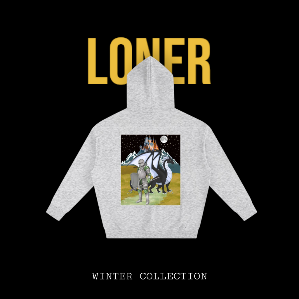 Unisex Medieval Themed Oversize Fleeced Hoodie, Knights and Dragon Fans ODMPOD