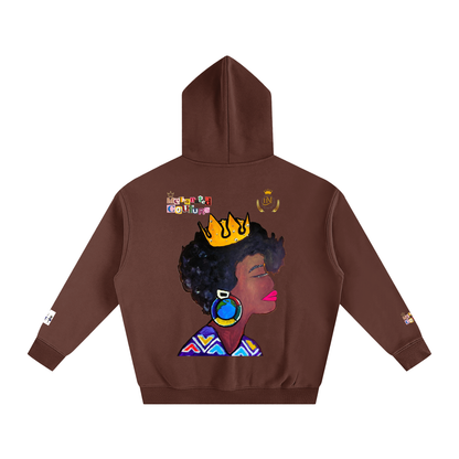 Crowned Black Woman Art Graphic Unisex Oversize Fleeced Hoodie