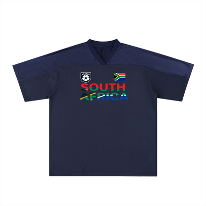 South African Flag Themed Graphic  Mesh V-Neck Soccer Jersey