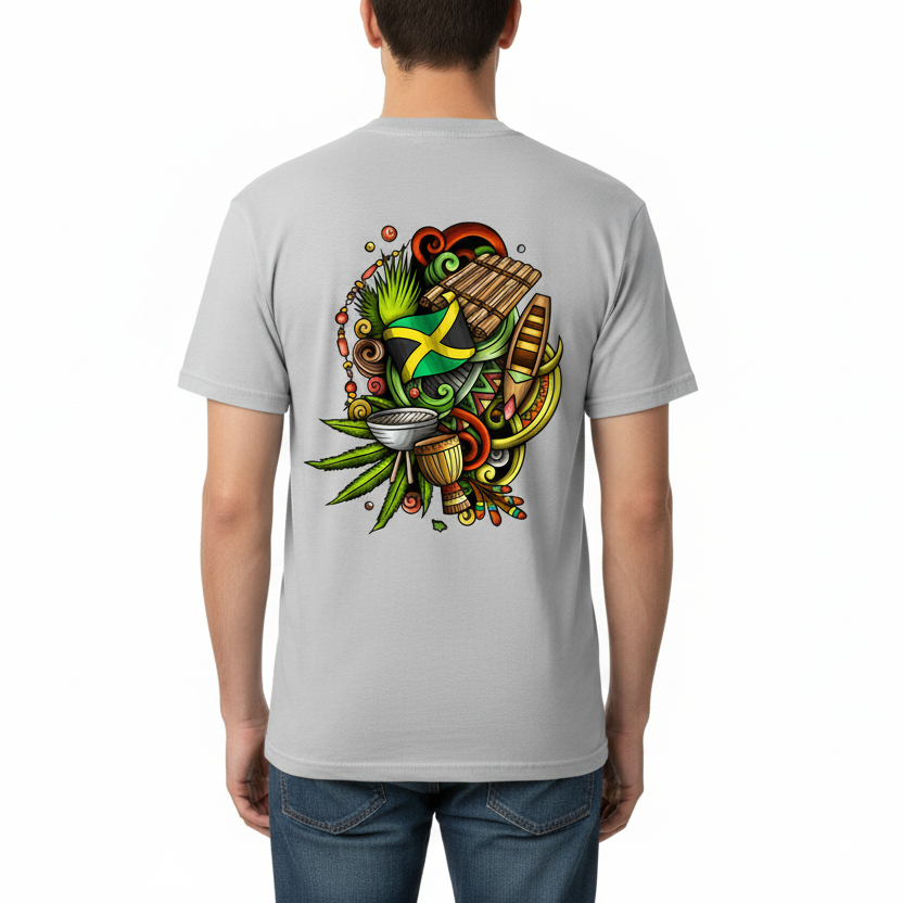 Jamaica Flag Themed Graphic Vintage Wash Cotton Unisex T-Shirt