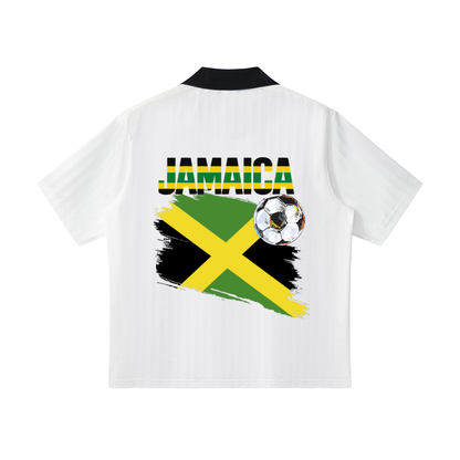 Jamaican Flag Themed Unisex Graphic Contrast Collar Striped Soccer Jersey