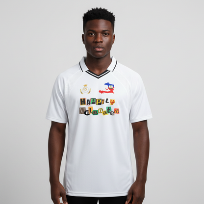 Haiti Flag Themed Graphic Striped V-Neck Soccer Unisex Jersey