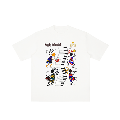 Afro Music Cartoon Graphic Unisex T-shirt, Vintage Wash Drop Shoulder T-shirt