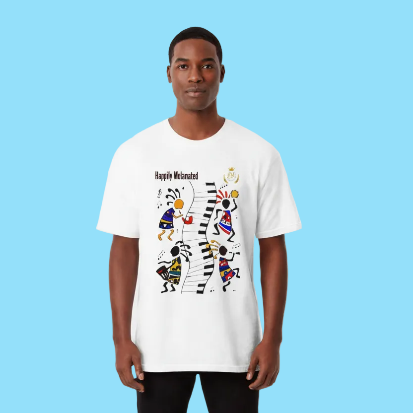 Afro Music Cartoon Graphic Unisex T-shirt, Vintage Wash Drop Shoulder T-shirt