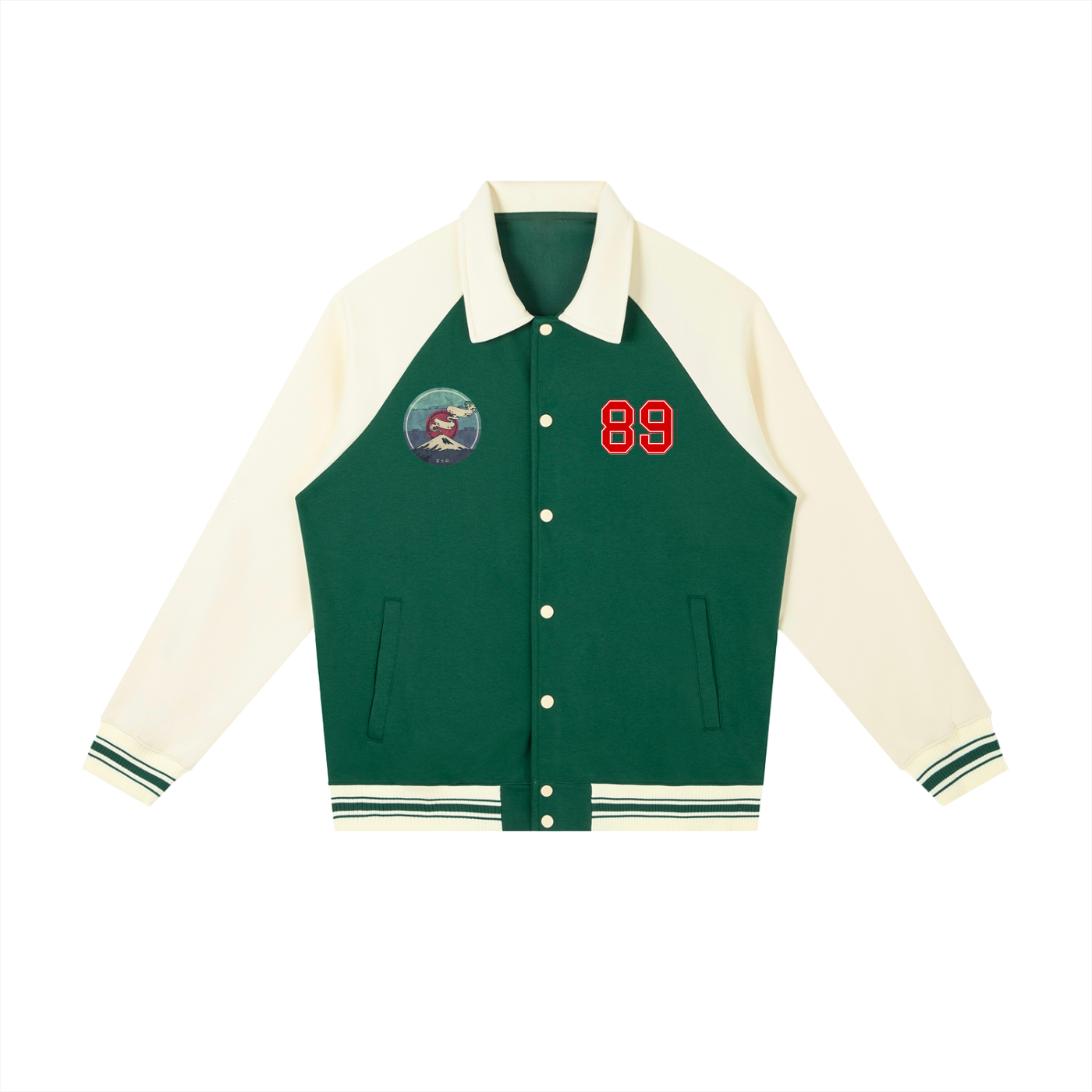 Asian and Tiger Themed Graphic Contrast Raglan Sleeve Baseball  Unisex Jacket