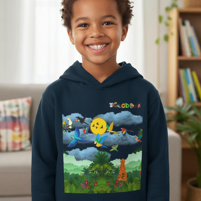 Tropical Birds Toddler Hoodie, Wild Life Theme Fleece Pullover, Kids Animal Sweater, Jungle Print Sweatshirt, Bird Lover Gift