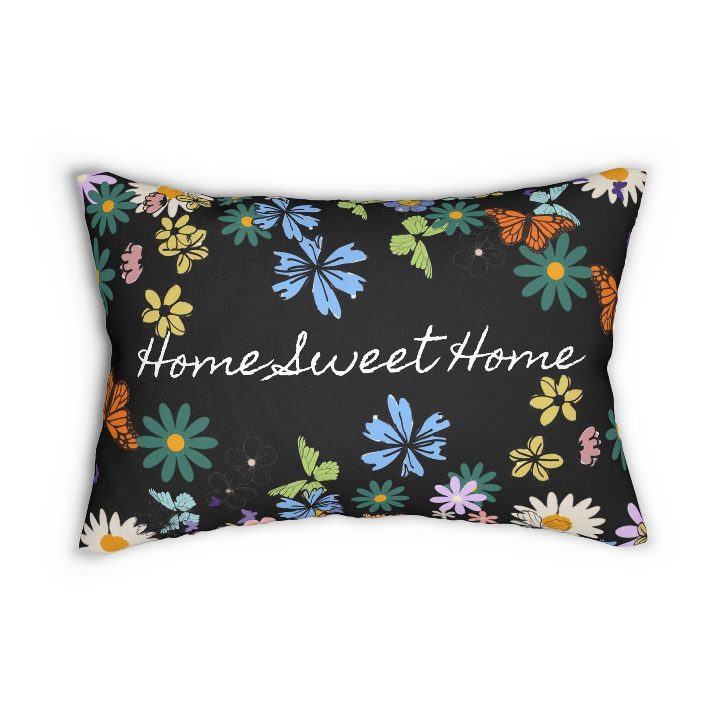 Home Sweet Home Floral Lumbar Pillow - Cozy Accent for Living Room