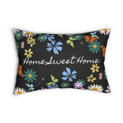 Home Sweet Home Floral Lumbar Pillow - Cozy Accent for Living Room