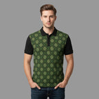 Green Geometric Unisex  Polo Shirt — All-Over Print Casual Golf Shirt Printify