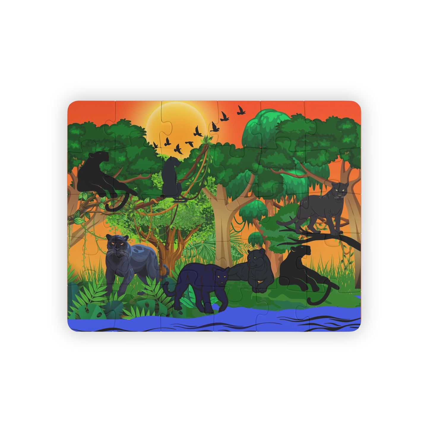 Panther Animals in Jungle Kids Puzzle, 30-Piece - Fun Educational Activity for Children