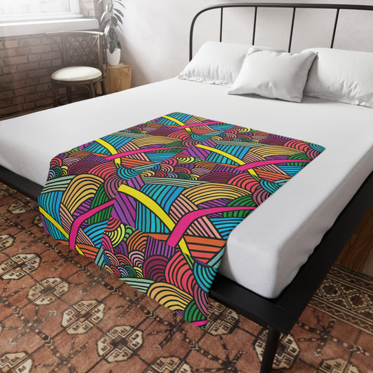 Vibrant Geometric Plush Fleece Blanket | Cozy Throw, Home Decor, Gift for Her