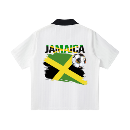 Jamaican Flag Themed Unisex Graphic Contrast Collar Striped Soccer Jersey