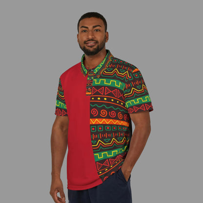 Unisex African Print Polo Shirt — Bold Kente-Inspired Pattern