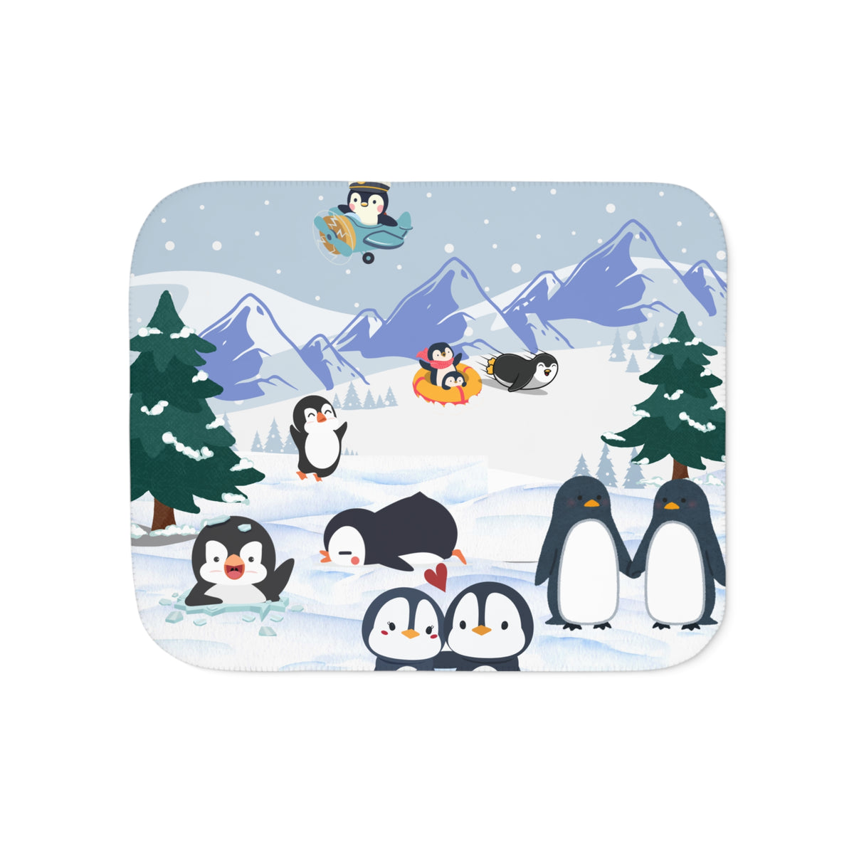 Cozy Sherpa Blanket with Fun Penguin Design | Warm Gift for Kids, Winter, Holiday, Home Decor, Snuggle Time Printify