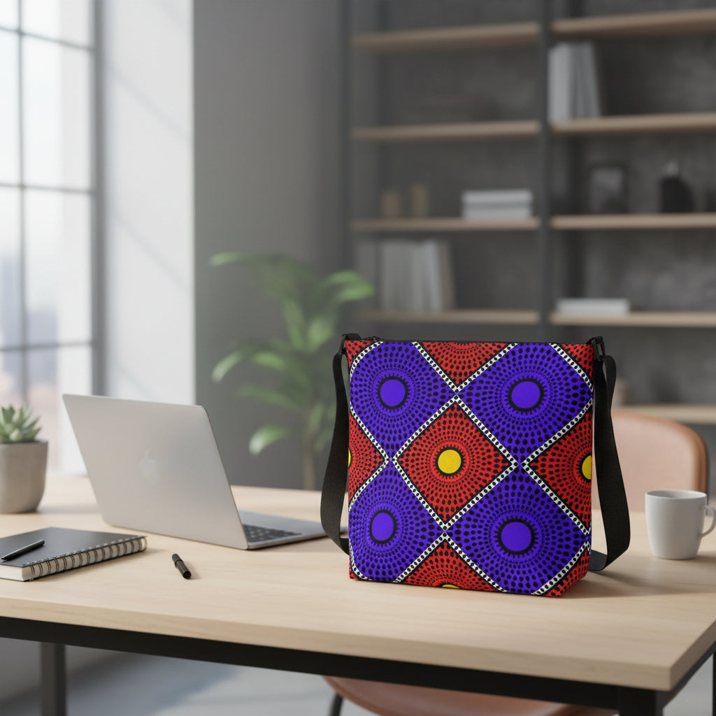 Bold Geometric Dot-Print Adjustable Tote Bag