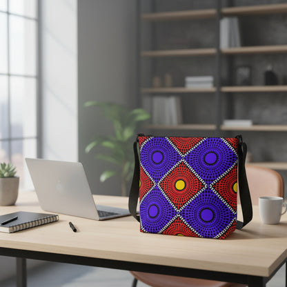 Bold Geometric Dot-Print Adjustable Tote Bag