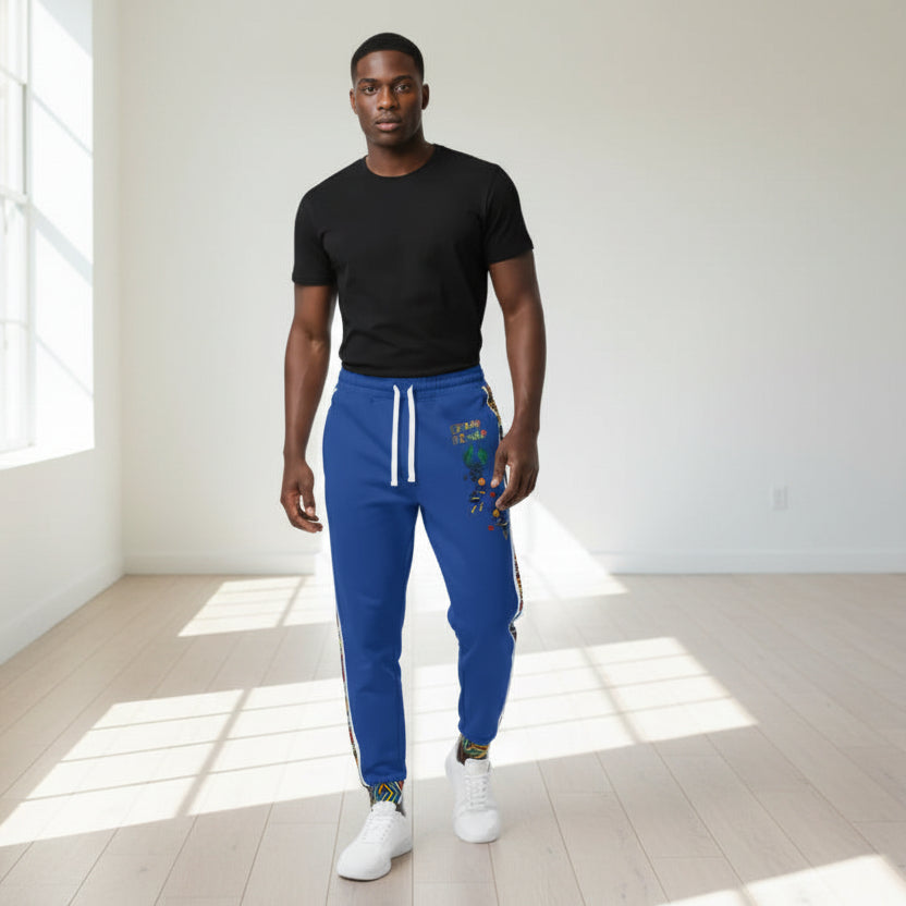 Afro Music Cartoon Art Athletic Joggers, Unisex Sweatpants, African Dance Jogging Pants