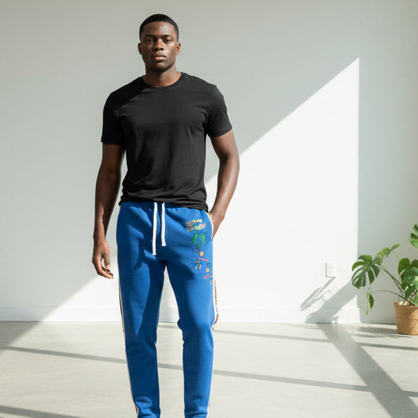 Afro Music Cartoon Art Athletic Joggers, Unisex Sweatpants, African Dance Jogging Pants