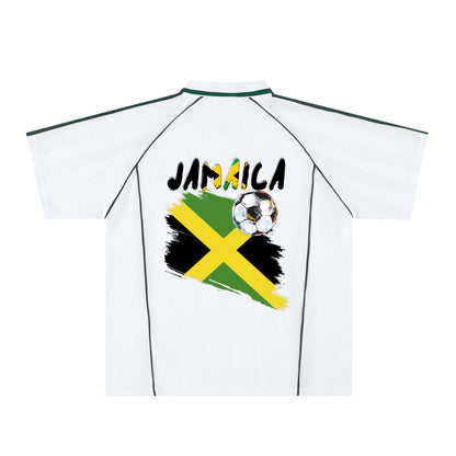Jamaica Flag Themed Unisex Stripe Collared Soccer Jersey