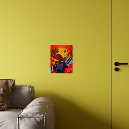 Acrylic Wall Art Panel — Vibrant Jazz Singer Illustration (Colorful Music Notes, Bold Afrocentric Art)