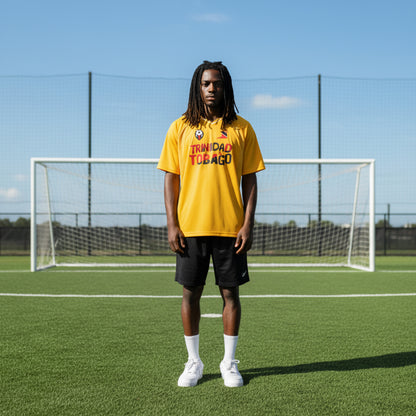 Unisex Trinidad Flag Themed Graphic Striped V-Neck Soccer Jersey
