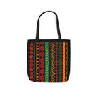 Afrocentric Pattern Canvas Tote — Colorful Tribal Stripe Beach & Market Bag Printify