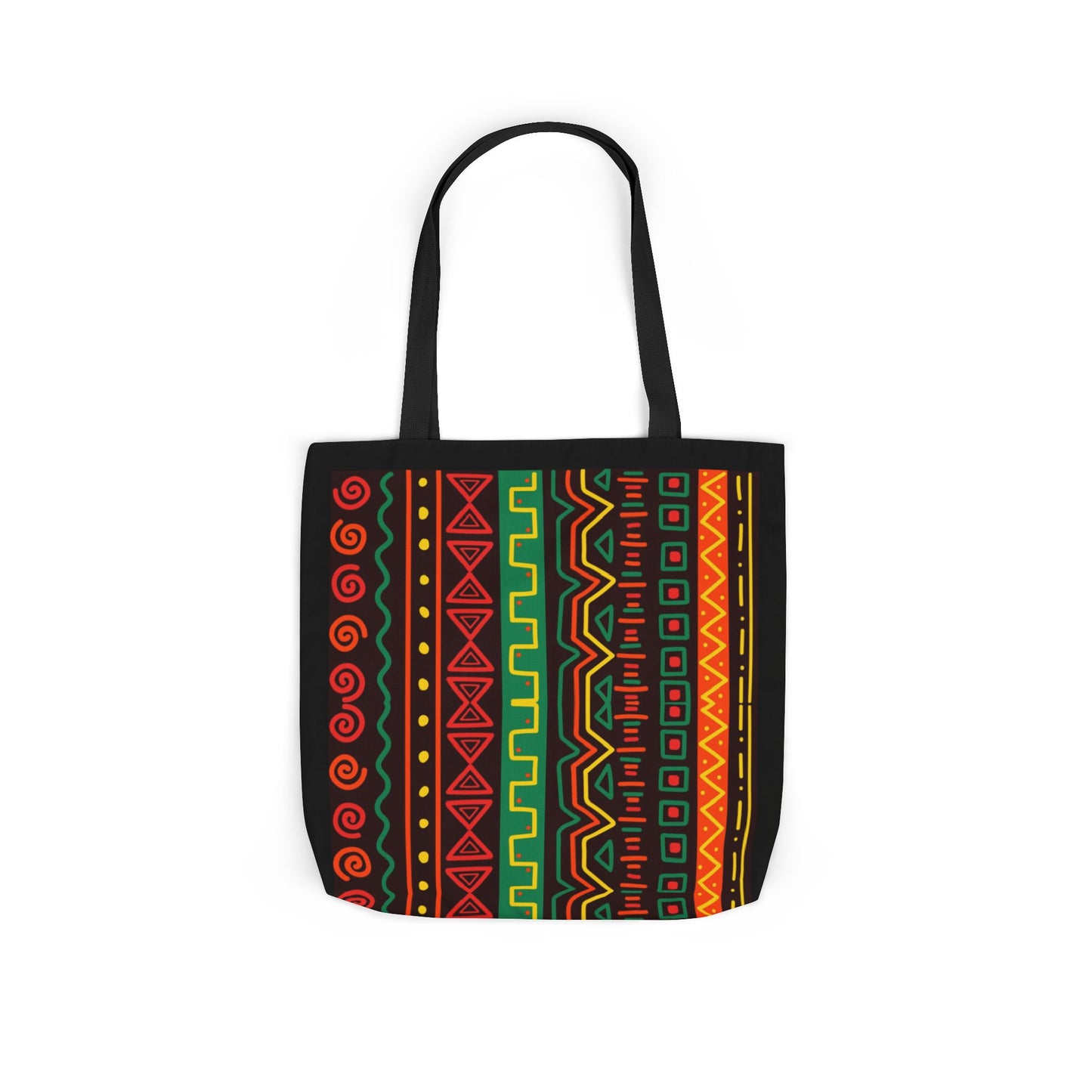 Afrocentric Pattern Canvas Tote — Colorful Tribal Stripe Beach & Market Bag
