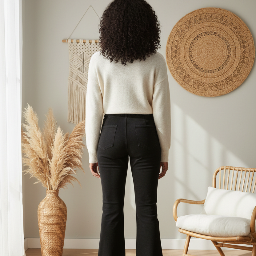 Afro Music & Graffiti Art Graphic Women's Flared Leg Jeans