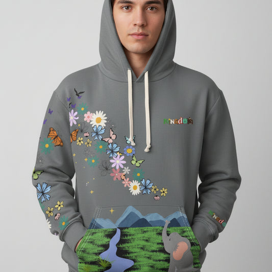 Elephant Floral Unisex Pullover Hoodie, Graphic Sweatshirt, Animal Lover Gift