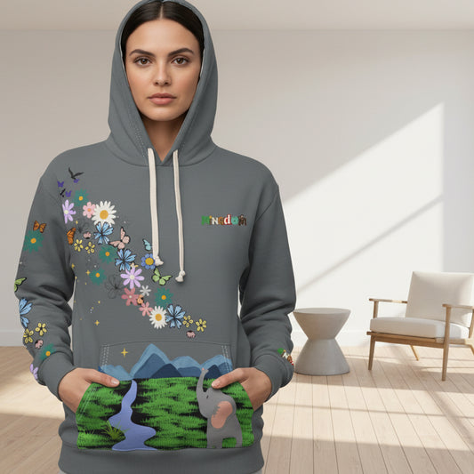 Elephant Floral Unisex Pullover Hoodie, Graphic Sweatshirt, Animal Lover Gift