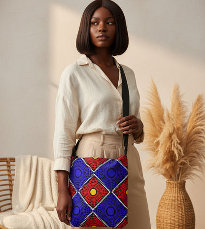 Bold Geometric Dot-Print Adjustable Tote Bag