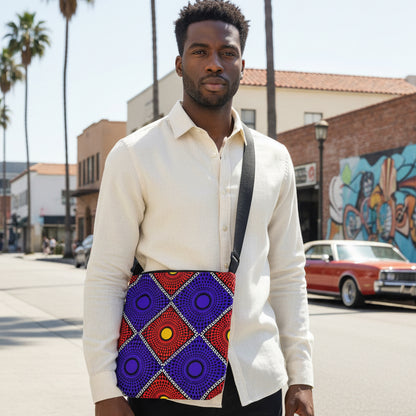 Bold Geometric Dot-Print Adjustable Tote Bag