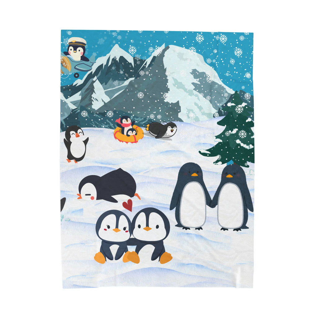 Artic Penguins Themed Plush Blanket - Cozy Home Decor Printify