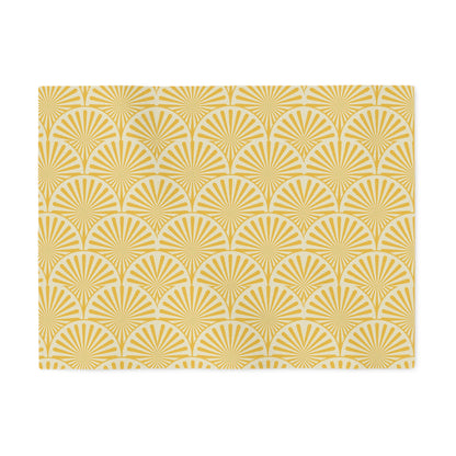 Golden Art Deco Fan Pattern Sweatshirt Blanket — Cozy Retro Throw for Home & Gifts