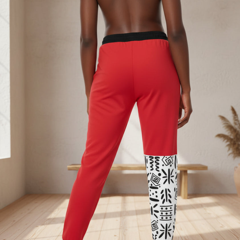 Handcrafted Afro Music Cartoon Art Athletic Joggers, African Dance Art  Print Jogging Pants Printify