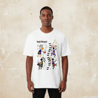 Unisex Afro Music Cartoon Graphic T-shirt, Vintage Wash Drop Shoulder Tee ODMPOD