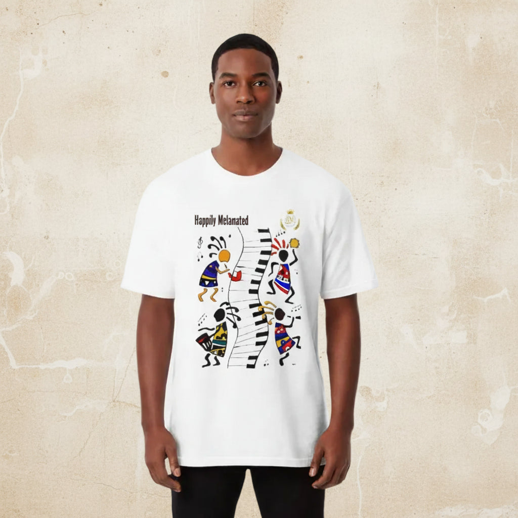 Unisex Afro Music Cartoon Graphic T-shirt, Vintage Wash Drop Shoulder Tee ODMPOD