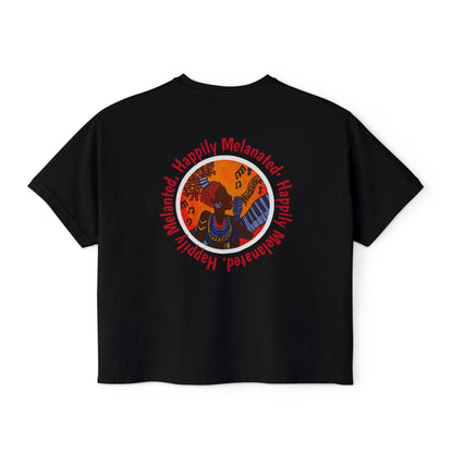 Women's Afro Music Cartoon Oversized Boxy T-shirt