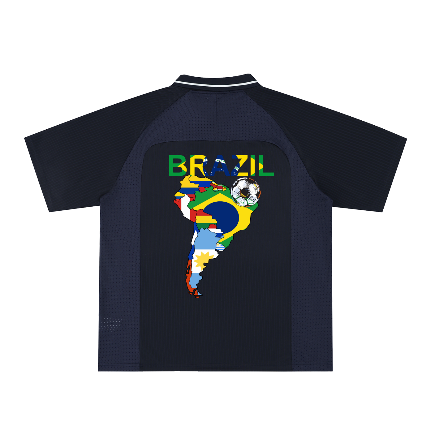 Brazil Flag Themed Striped V-Neck Soccer Jersey