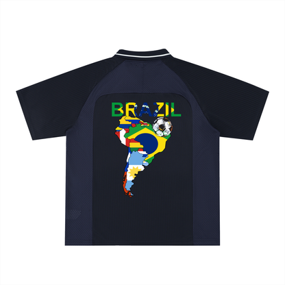 Brazil Flag Themed Striped V-Neck Soccer Jersey