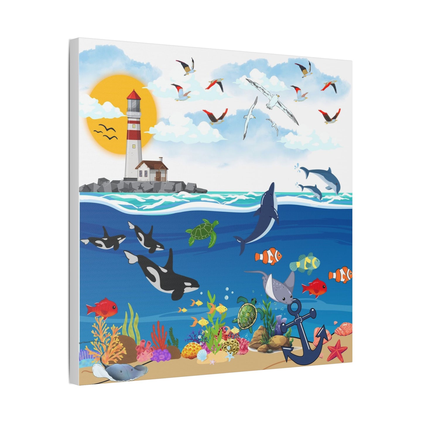 Vibrant Ocean Scene Canvas Wall Art, Nautical Decor for Beach Lovers, Coastal Living, Gift for Housewarming, Relaxing Atmosphere