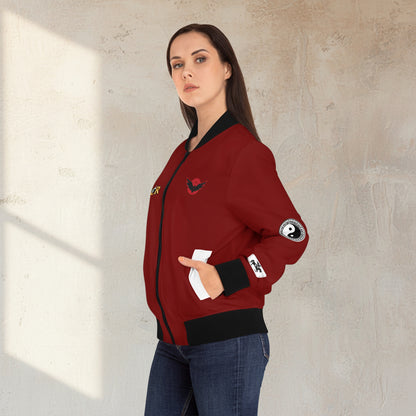 Skull Flames "Loner" Women's Bomber Jacket — Gothic Punk Graphic Outerwear