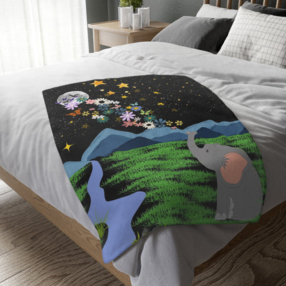 Whimsical Elephant Comforter, Cozy Bedding, Dreamy Decor, Unique Gift for Kids, Nature-Inspired Home Textile