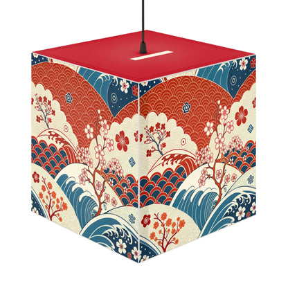 Japanese Wave & Cherry Blossom Light Cube Lamp
