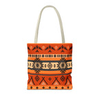 Southwestern Aztec Pattern Tote Bag — Orange Tribal All-Over Print