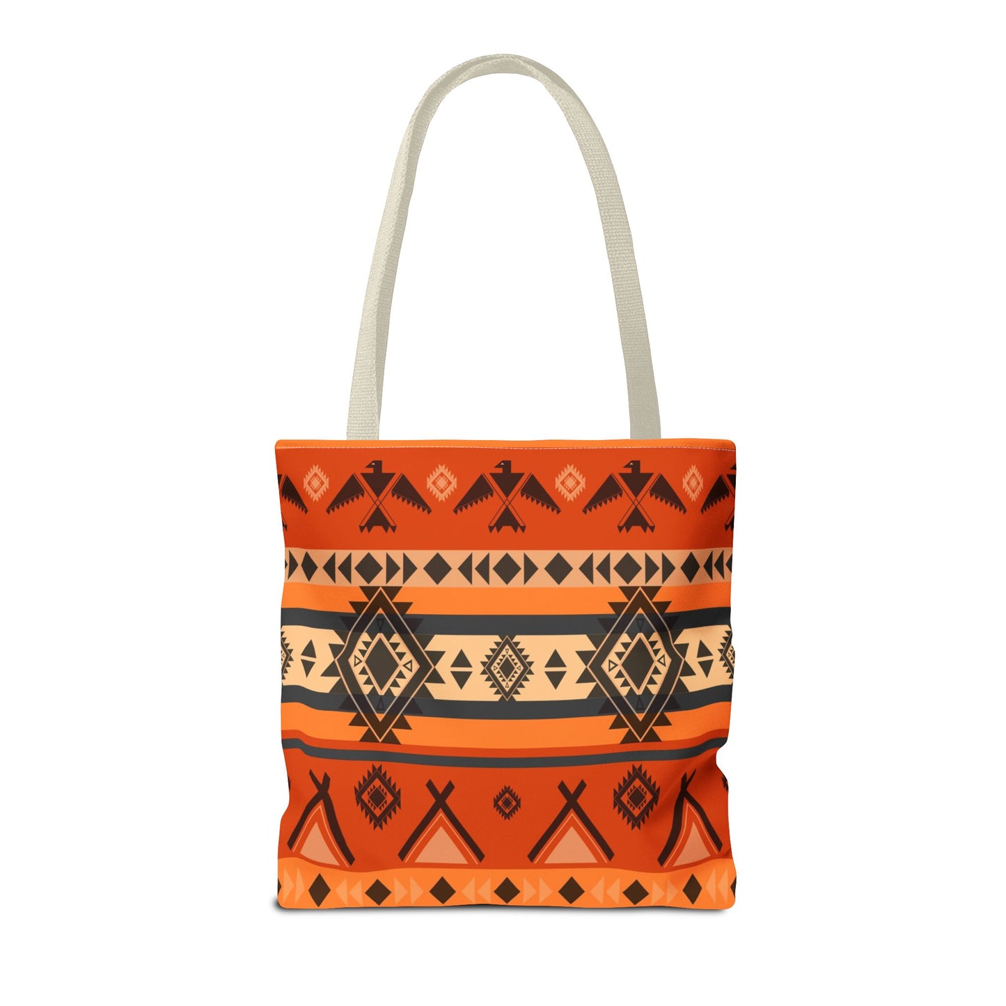 Southwestern Aztec Pattern Tote Bag — Orange Tribal All-Over Print