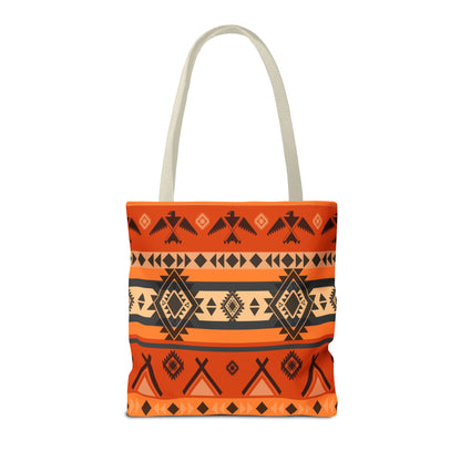 Southwestern Aztec Pattern Tote Bag — Orange Tribal All-Over Print